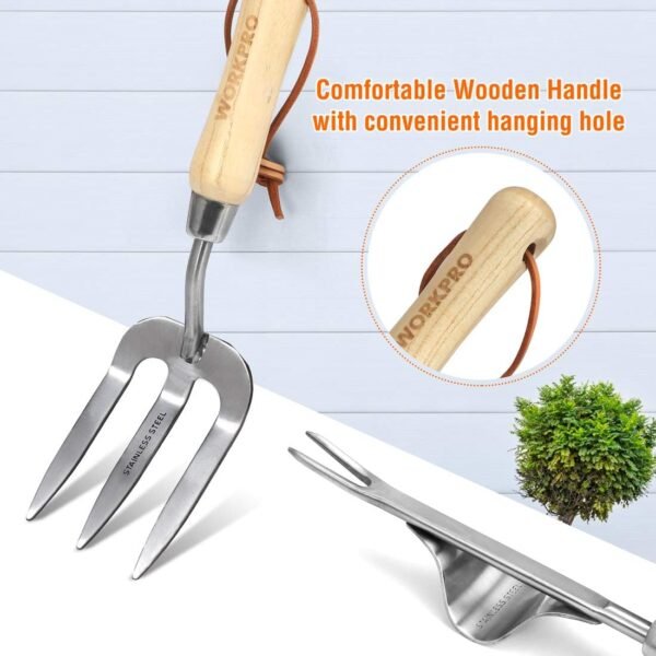 WORKPRO 8-Piece Garden Tools Set, Stainless Steel Hand Tools with Wooden Handle