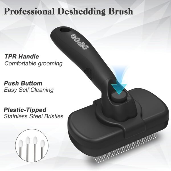Dipoo Self Cleaning Shedding Brush - Skin Friendly Grooming Tool for Dogs, Cats