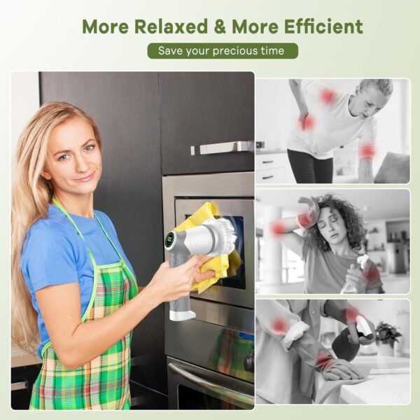 Electric cleaning brush 2 speed, Spin Scrubber with Upgrade LED Display, Power Scrubber with 7 Replaceable Brush Heads,bathroom brush for home,Floor,Kitchen,Bathtub,Stove,Car,Tile,Window