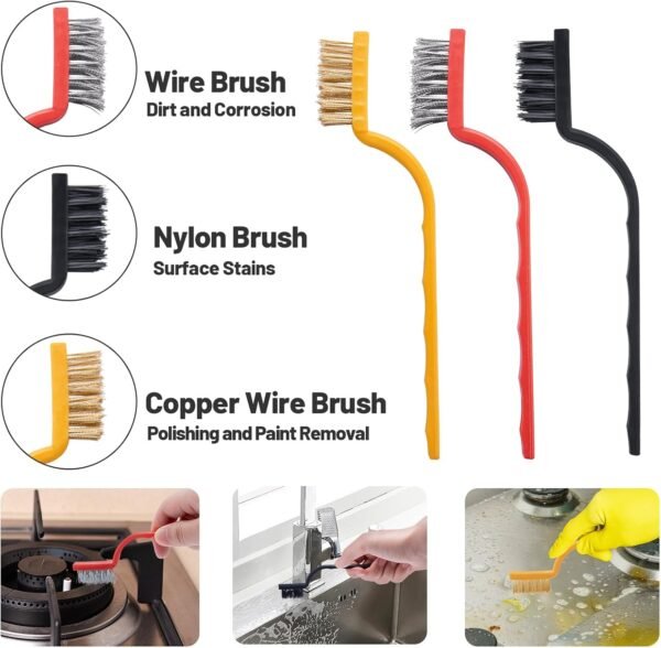 IHKFILAN Crevice Cleaning Brush, 12Pcs Gap Crevice Brush Set, Hard Bristle Crevice Cleaning Brush Tool for Bathroom Tiles Kitchen Window, Multifunctional Cleaning Products with Wire Brush Scrapers