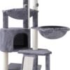 Xin Three Layer Cat Tree with Cat Condo and Two Hammocks,Grey
