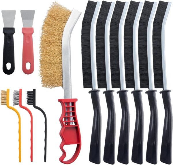 IHKFILAN Crevice Cleaning Brush, 12Pcs Gap Crevice Brush Set, Hard Bristle Crevice Cleaning Brush Tool for Bathroom Tiles Kitchen Window, Multifunctional Cleaning Products with Wire Brush Scrapers