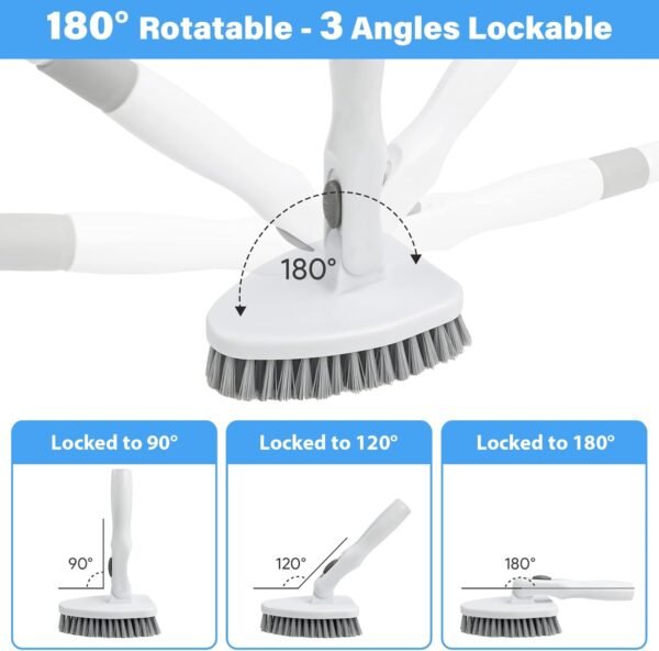 3 in 1 Tub and Tile Scrubber Bathroom Cleaner Shower Cleaning Brush 51.5” Detachable Long Handle, Stiff Bristles Scrub Brush Cleaning Tool for Bathtub Kitchen Toilet Wall Floor Glass