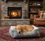 Sweet Dream Heritage Plaid Pattern Dog Bed – Light Grey - Medium - 58x48x20