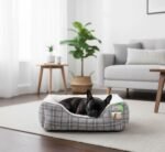 Sweet Dream Heritage Plaid Pattern Dog Bed – Light Grey - Medium - 58x48x20 - Image 4