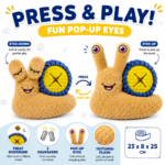 M-PETS Interactive Snail Dog Toy – Treat Hiding Toy with 2 Squeakers & Pop-Up Eyes - Image 7